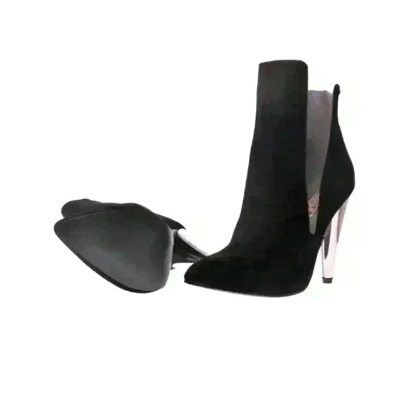 Truffle Collection Womens Hide & Seek Black Vegan Suede Cone Heel Bootie - Picture 3 of 7